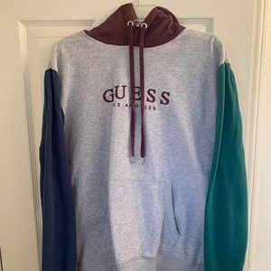 GUESS Colorblock Gray Hoodie - Size Large